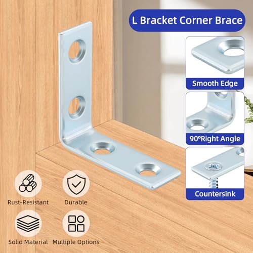 Zinc-Plated 1.5-Inch L Brackets - 40 Pack Metal Corner Reinforcement Braces