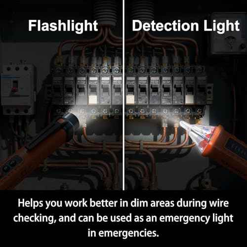 Voltage Tester, Non-Contact Voltage Detector, Electrical Tester, 3 Ranges AC 12V/48V/70V-1000V, Live/Null Wire Tester with Buzzer Alarm and Flashlight, Wire Breakpoint Finder - Orange