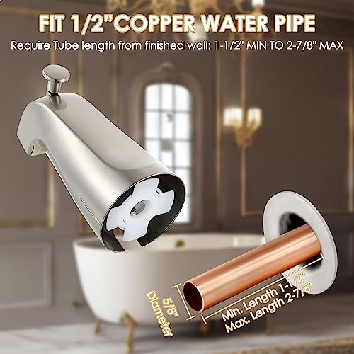 Enhon Brushed Nickel Slip-On Tub Spout with Diverter for 1/2" Copper Pipe - Model 1
