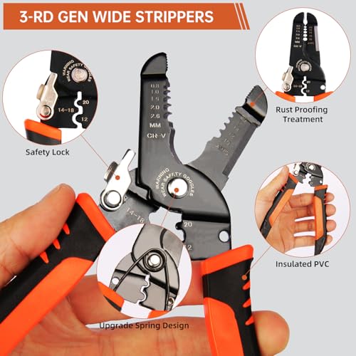 Htaexpu 5-in-1 Wire Stripper, Crimper & Cutter for 10-22 AWG Electrical Wires