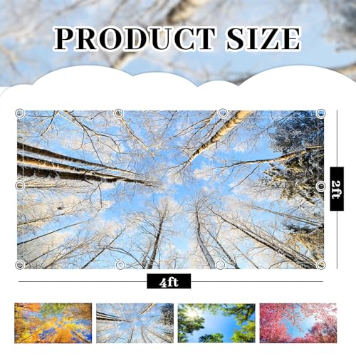 ROCEEI 4-Pack Fluorescent Light Covers for Ceiling Lights - 4x2 Feet, Seasonal Forest Patterns