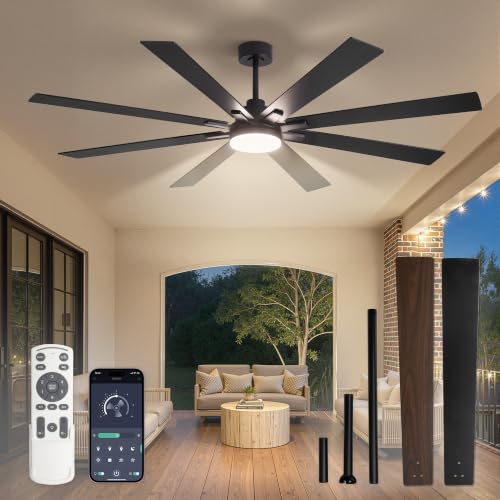 Fanbulous 72 Inch Black Ceiling Fan with Lights, DC Motor, Remote & App Control