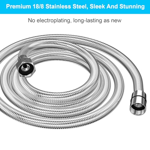TEELLA 118 Inch Extra Long Stainless Steel Shower Hose Handheld Shower Head Extension