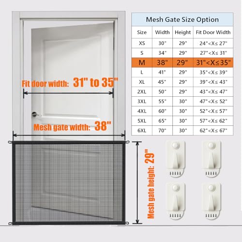 Cupount 29x38 Inch Mesh Dog Gate for House, Stairs & Doorways, 29"H x 38"W