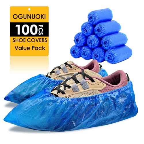 Shoe Covers Disposable Non Slip -100 Pack(50 pairs) 15.7'' Hygienic Waterproof Foot Booties Covers Recyclable Shoe Booties Covers for Indoors, Fits Up to US Men's 11 & US Women's 13