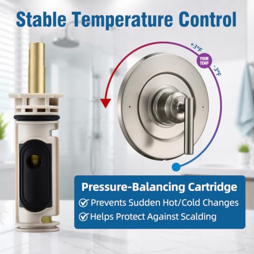 Tearel Pressure Balance Shower Valve Compatible with Moen Posi-Temp 2510