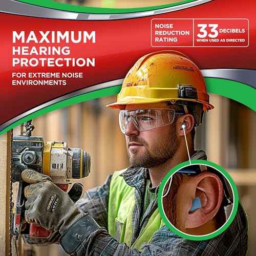 HEAROS Xtreme Protection Ear Plugs, NRR 33, 14 Pair, PU Foam, ANSI Certified, Blue (5826)