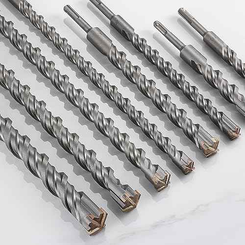 Concrete Drill Bit lengthening 1pcs 3/4" X 12"-10" Cross-Type Double Thread Carbide Material Suitable for Concrete, Brick, Cement Walls, Stone, Extra Long Hammer Drill Bits for Concrete