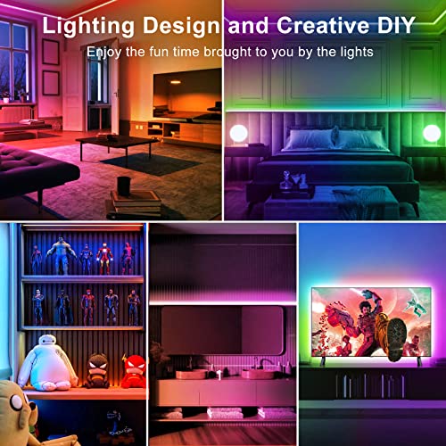TJOY 100ft RGB LED Strip Lights with Bluetooth App & Remote for Bedroom, Party, Kitchen