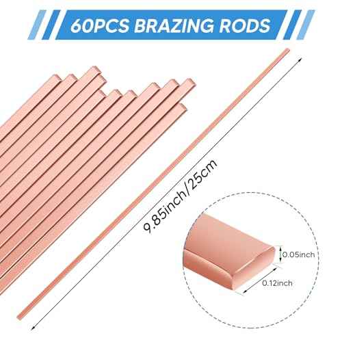60 Sticks Brazing Rods, BCuP-3 5% Silver Solder Copper Phosphor Welding Rods Industry Grade 0.050"x1/8"x10" for Air Conditioning, Refrigerator, Cold Storage, HVAC Units