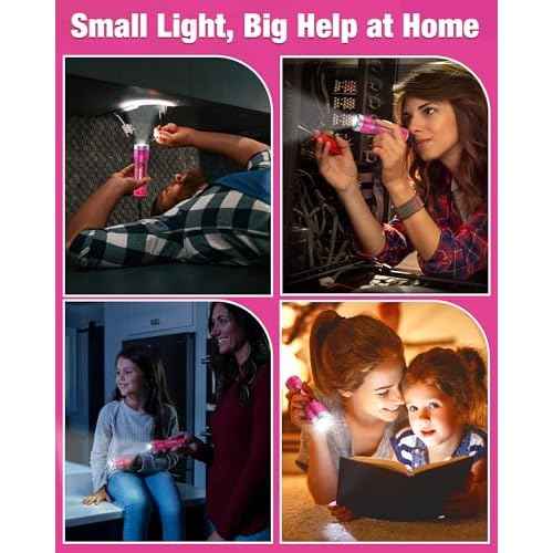 EverBrite Mini Flashlight, LED Flash Light with 3 Modes, 3 AAA Batteries Included, Water-Resistant Small Flashlight for Emergencies and Camping, Pink, 1 Pack