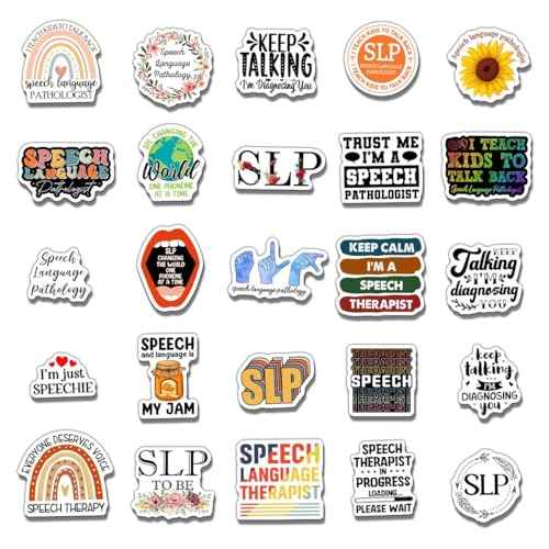 Pack 50 Pcs SLP Speech Language Pathology Stickers for Water Bottles Waterproof Laptop Luggage Helmet Computer Teens Adults Girls Aesthetic Funny Sticker Packs Small Vinyl Decals