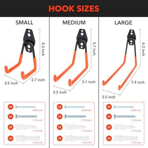 2 Pack Heavy Duty Steel Utility Wall Hooks, Wall Mount Garage Storage Organizer for Hanging Ladders, Bikes,Garden Tools, Skis