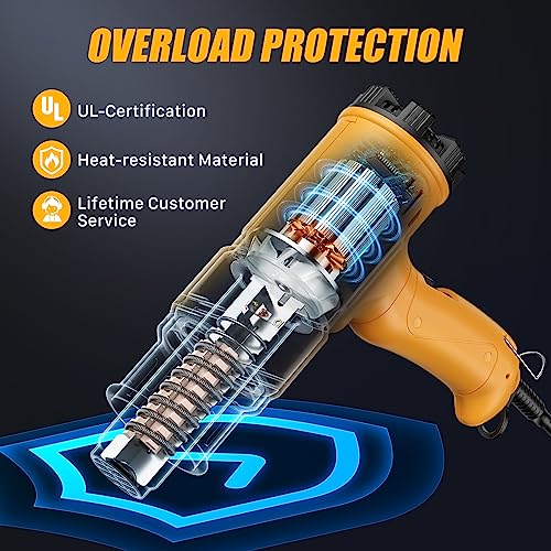 SEEKONE Heat Gun 1800W Hot Air Gun Variable Temperature Control for 2-Temp Settings 122¢µ~1202¢µ£¨50¡É- 650¡ɣ© with 4 Nozzels for Crafts, Vinyl Wrap, Shrink Tubing