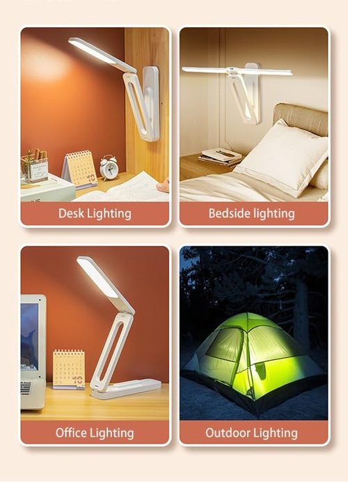 LED Eye-Care Foldable Portable Desk lamp for Office Home Away from Home Study Smart Touch dimmer USB Plug Radio Light