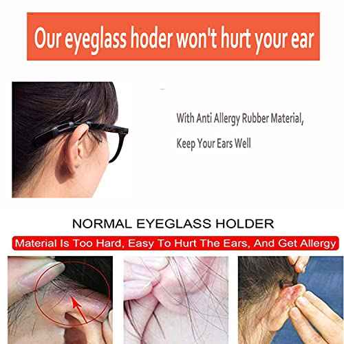 Eyeglass Ear Cushions - Soft Silicone Glasses Ear Grip Temple Tips Eyeglass Pads Anti Slip Eyeglasses Ear Hook Comfort Sport £¬7 Pairs (M-Clear, all)