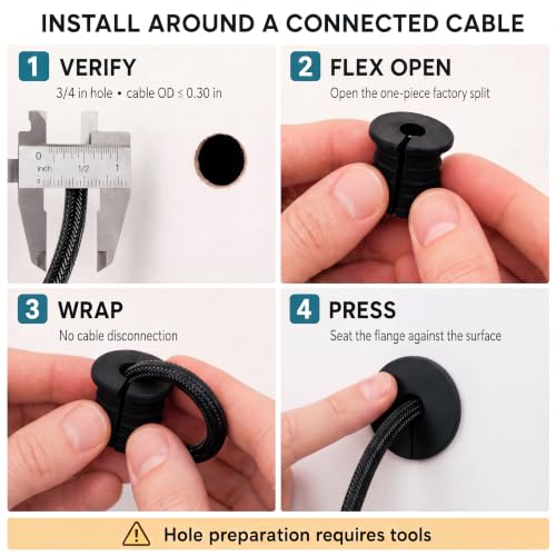 Split Silicone Wall Bushing 3/4 Inch for Starlink Cables - 2 Pack