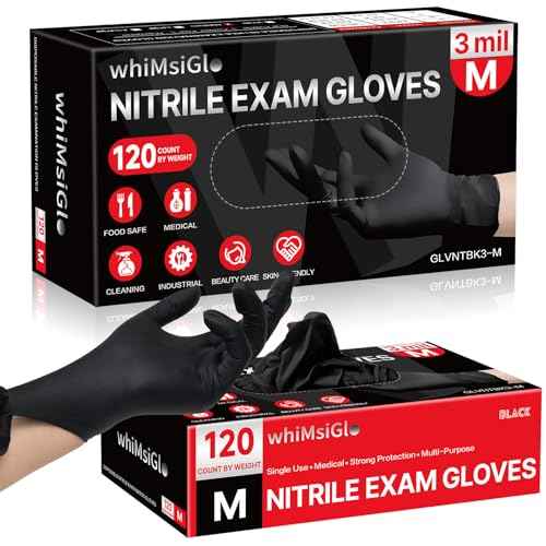 Black Nitrile Gloves Disposable, 120 PCS 3Mil, Medical Exam Latex-Free Gloves, Food Safe Cooking, Cleaning