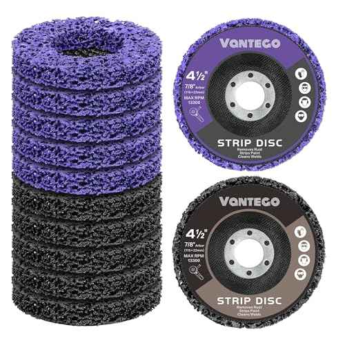 Vantego 10-Pack 4-1/2" Paint Stripping Discs, 5 Purple & 5 Black for Angle Grinder, Efficient Rust, Paint, and Adhesive Removal on Metal and Wood