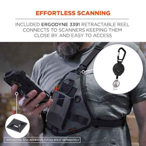 Ergodyne Squids 3145 Barcode Scanner Cross Body Chest Holster for Mobile Computers
