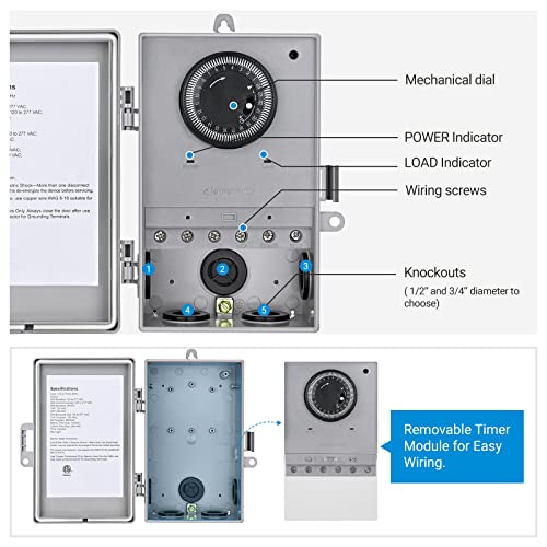 Dewenwils Outdoor Pool Pump Timer 2HP 40A Mechanical Water Timer Box