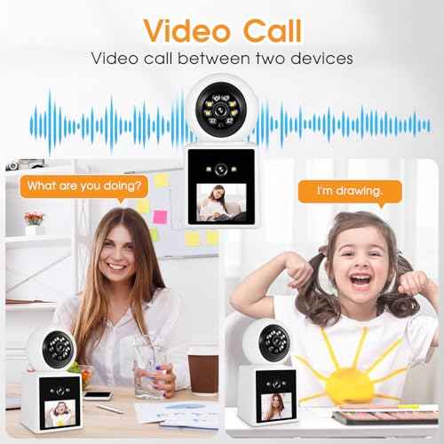 Two-Way Video Call Security Camera with HD Screen, 1080P Indoor Home Security Camera, Indoor House Sitter Camera, Baby/Elderly/Sitter/Dog/Pet Camera with Mobile Apps