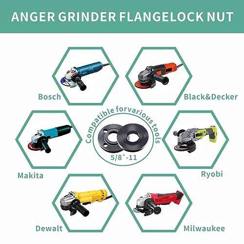 9PCS Angle Grinder Nut Angle Grinder Wrench Kit 5/8-11 Flange Metal Lock Nut for Compatible with Dewalt Milwaukee Makita193465-4 Metabo Bosch 4.5" 5" Grinder Parts