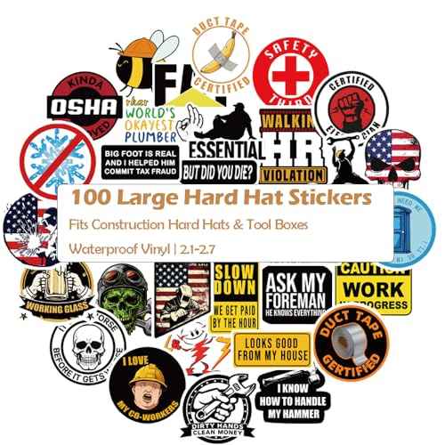 Funny Hard Hat Stickers for Adults, 198 PCS Blue Collar Stickers for Men, Vinyl Waterproof Sticker for Welding Helmets, Toolboxes | Blue Collar Gifts for Electricians, Mechanics, Welders & More
