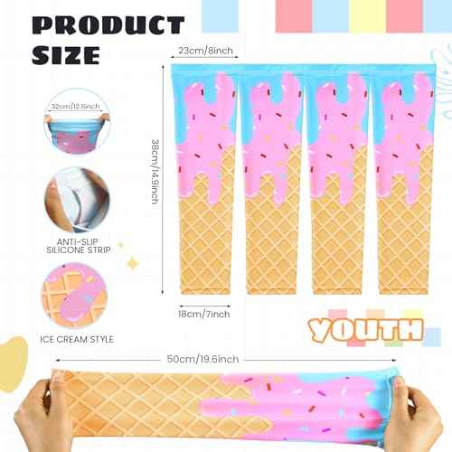 Ice Cream Baseball Arm Sleeves Cone Compression Arm Sleeves for Adult Sport Baseball Football