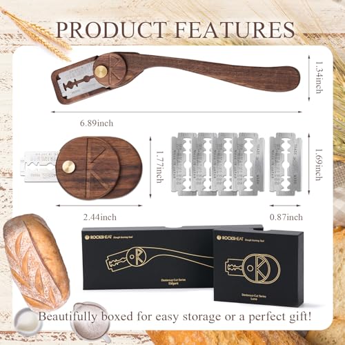 ROCKSHEAT Dexterous-Cut Lame Set with 6.89 and 2.44 in blades, 5 Feather Blades, Blade Cover