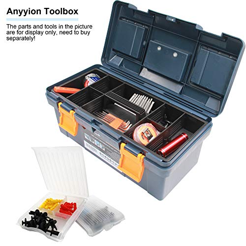 Anyyion 16.5-inch Tool Box with Removable Tray, Small Parts Box On The Lid is Removable, Tray Can be Removed and Combined at Will (Internal Dimensions 15.2x6.89x6.1 inch)
