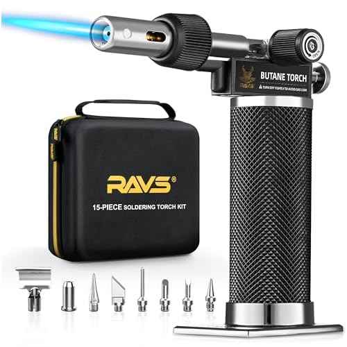 RAVS Butane Soldering Iron Kit Cordless, 14-Piece Multi-Function Butane Torch Kit, Portable Brazing Torch with Adjustable Flame, Without Butane Fuel, Unique Gifts for Dad Husband Men