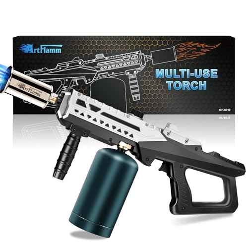 Propane Torch - Powerful Grill & Cooking Torch Gun - Adjustable Flamethrower - Culinary Blow Torch for Sous Vide, BBQ, Campfire, Charcoal Wood (Tank Not Included)