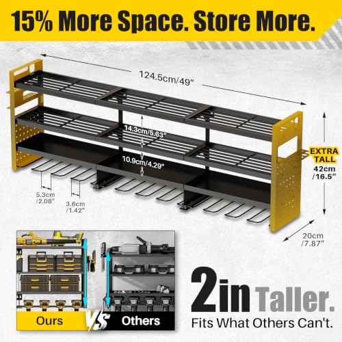 49'' Wide Power Tool Organizer Wall Mount – 4-Tier Heavy Duty Garage Storage