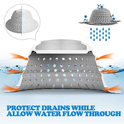 zaa Bathtub Drain Hair Catcher, Premium Silicone Shower Hair Catcher, 1Pack Collapsible Hair Stopper for Pop Up and Regular Drains of Shower, Bathtub, Bathroom, Sink, Shower Parts, Gray