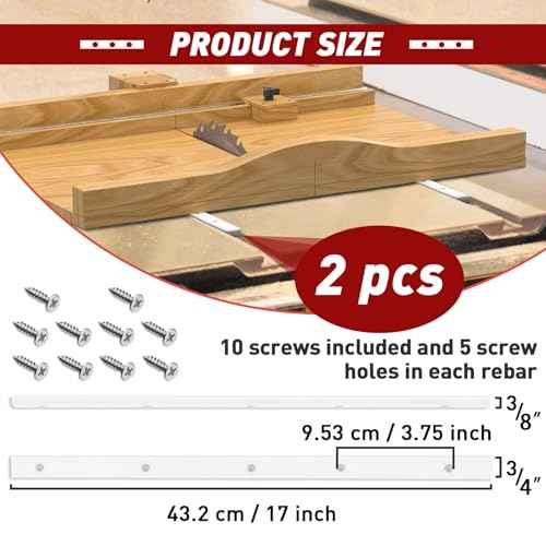 Crosscut Sled for Table Saw - Premium UHMW Plastic - 3/4" X 3/8" X 17" - Predrilled Holes and Screws - Ideal for U Tracks, Woodworking, Miter Slots, Router Table, Bandsaws - 2 Bars Included