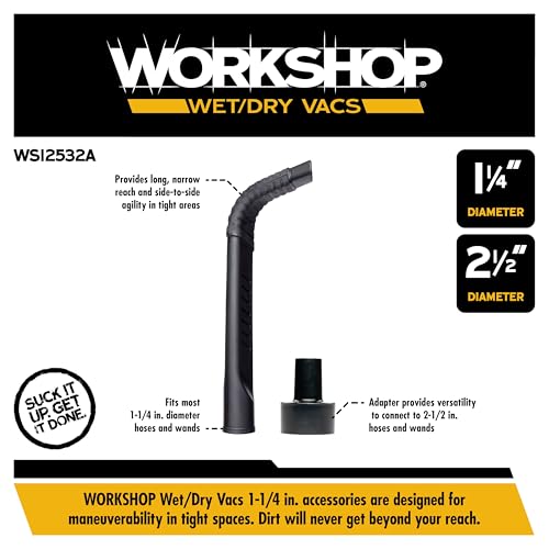 Workshop Wet Dry Vacuum Crevice Tool Flexible 1-1/4 inch Attachment