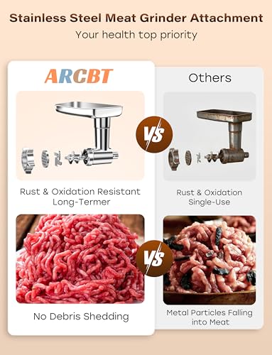 Upgraded Meat Grinder Attachment for KitchenAid 316 Stainless Steel, 18-Piece Set with 3 Sausage Stuffers