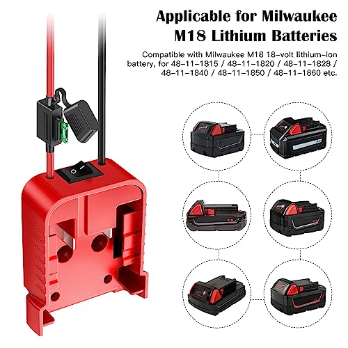 1 Pack Power Wheel Adapter for Milwaukee M18 Battery 18V Conversion Kit with Fuse & Switch