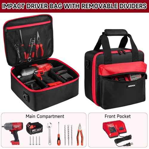 Impact Wrench Case Compatible with Milwaukee 2967-20/ Dewalt DCF900B/DCF891B/DCF961B/DCF899B Impact Wrench Kit,Tool Bag Compatible with Milwaukee Impact Battery and Charger,Bag Only