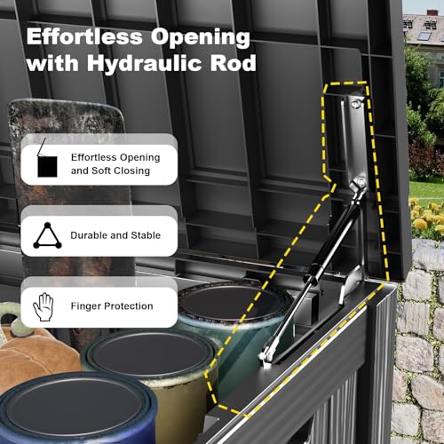 KFY 200 Gallon Black Outdoor Storage Box Waterproof Patio Deck Chest