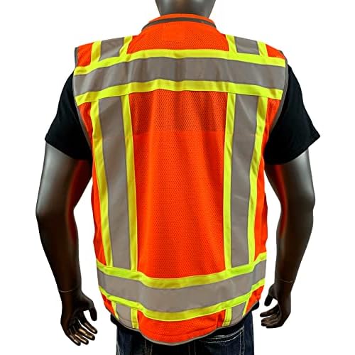 REXZUS A Reflective Vest Class 2 Heavy Woven Two Tone Engineer Hi Viz Safety Vest 3M 8712 Tape