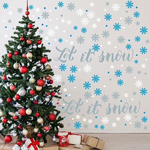 84 Pieces Christmas Wall Decals Snowflakes Wall Stickers Let It Snow Window Stickers for Home Decor Wall Art Window Bedroom Party Supplies