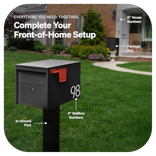Adoorn Small Black Locking Mailbox Post Mount - Modern, Weatherproof, Secure