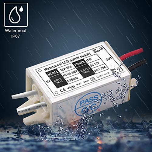 Lustaled 15W 12V Waterproof LED Power Supply Driver 2-Pack