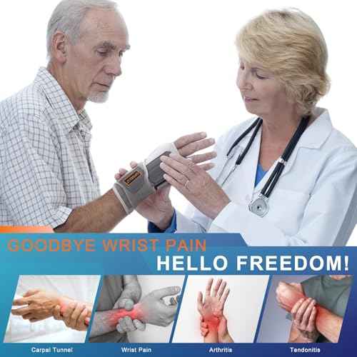 Wrist Brace for Carpal Tunnel, Adjustable Night Wrist Support Brace with Splints Right Hand, Hand Support for Arthritis, Tendonitis, Sprain, Injuries, Wrist Pain, Men Women, Medium/Large