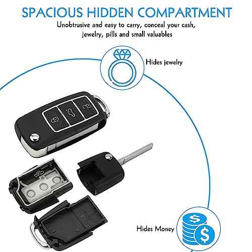 2 Pack Remote Fake Car Key Secret Safe, Portable Secret Hidden Pill Container, Diversion Safe Compartment Container to Hide Pills Jewelry or Valuables