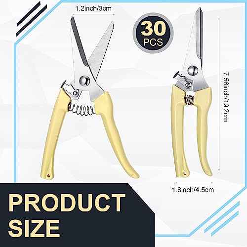 Chumia 30 Pcs Garden Flower Shears Pruning Scissors Heavy Duty Plant Scissors Trimming Garden Clippers Hand Tree Pruner for Yard Gardening Plants Hedge Flower Tree Cutting Secateurs (Beige)