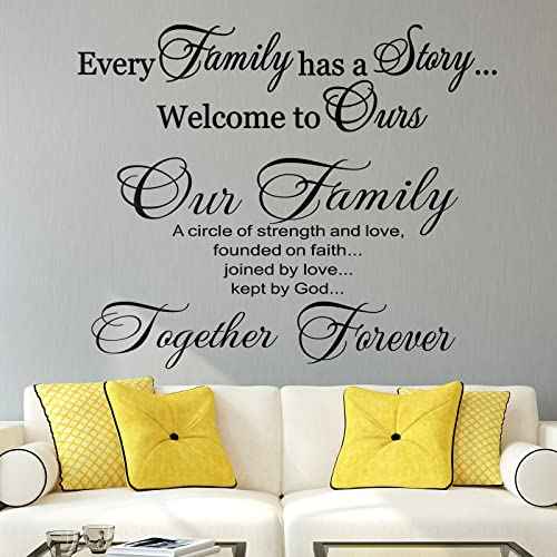 2 Pcs Vinyl Family Lettering Wall Quotes Stickers, Scripture Decals, Bible Verse Inspirational Stickers for Bedroom Home Decor - Our Family Is a Circle (Small, Basic)
