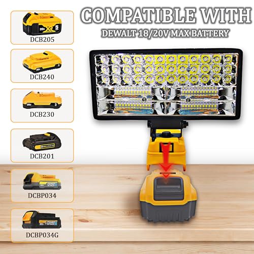 BYZONE 90W 5400LM LED Work Light for Dewalt 20V Batteries, Portable & Waterproof